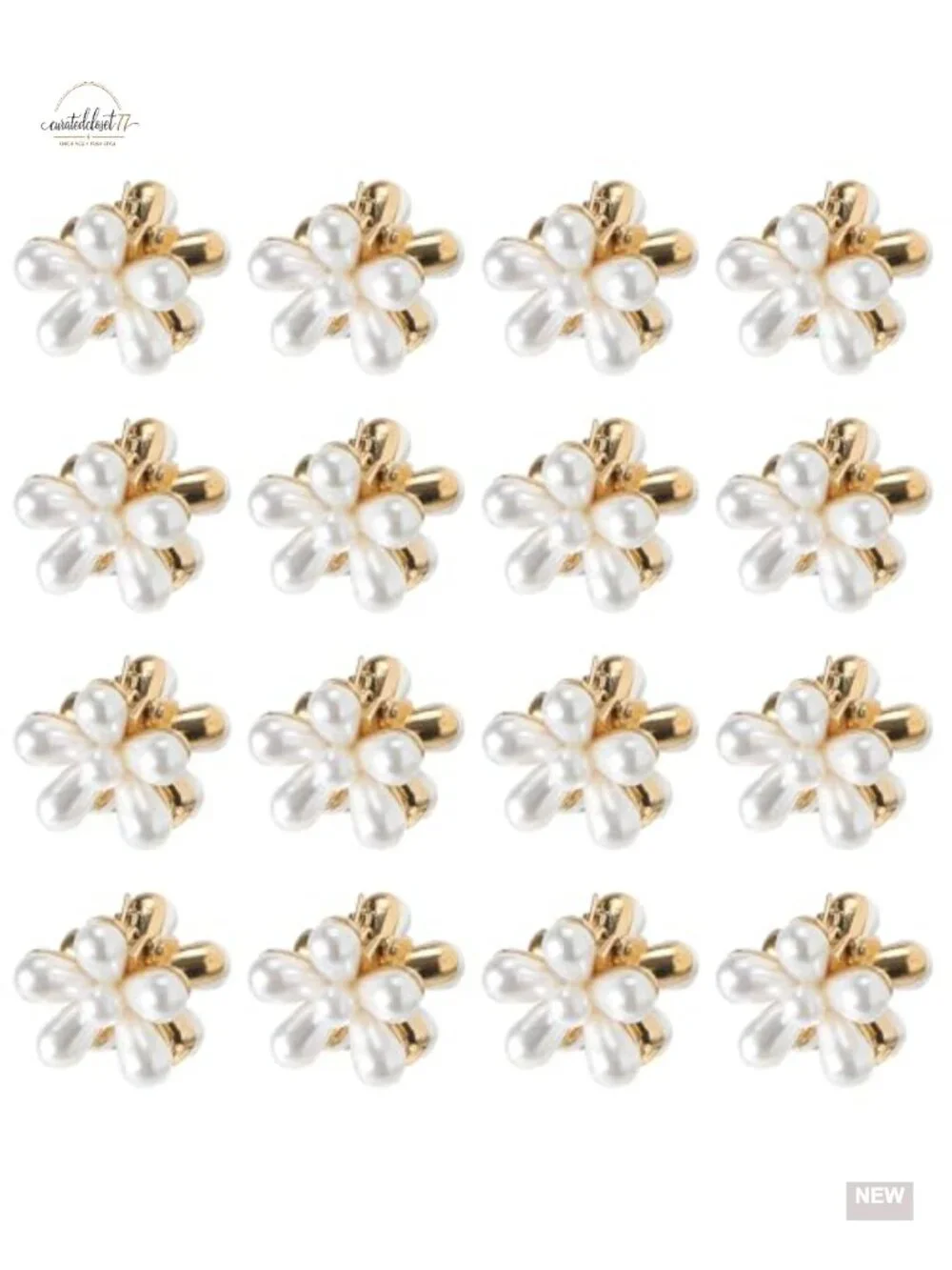 16 Pcs Mini Pearl Flower Claw Hair Clips Non Slip for Thin Thick Curly Hair